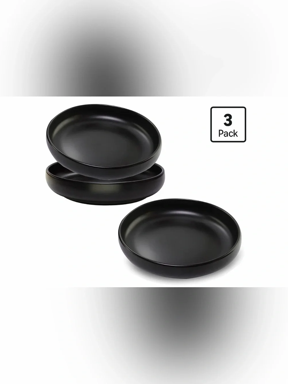 Lfpkixise Black Ceramic Shallow Pet Cat Food Water Bowls Set of 3